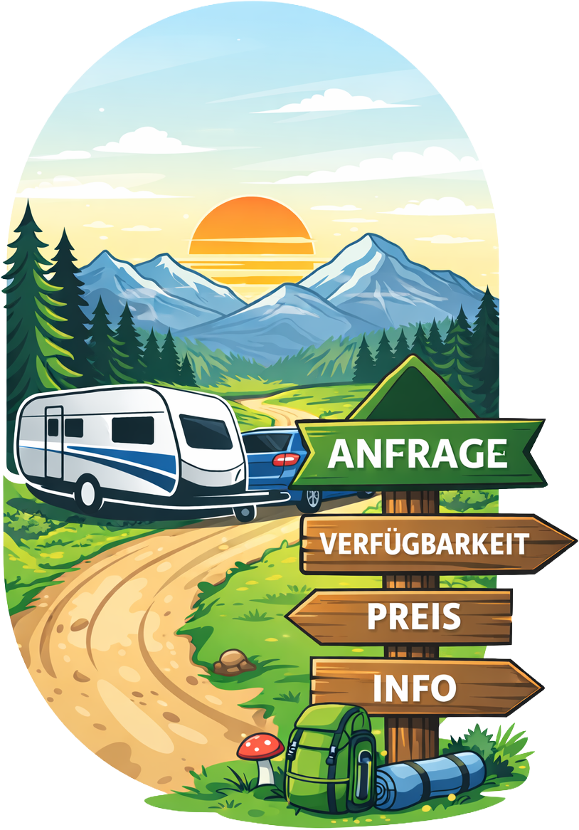 Comic: Ein Wohnwagen fährt in den Urlaub